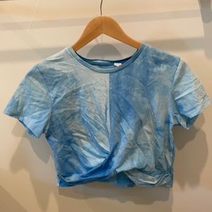 Blue tie-dye crop top